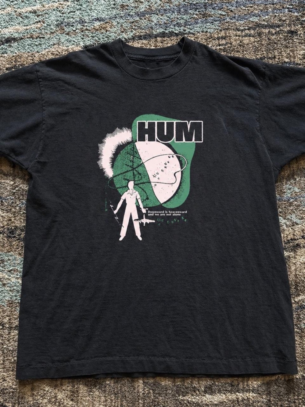 Gildan Black Short-Sleeve HUM Band Tee with Green and White Graphic